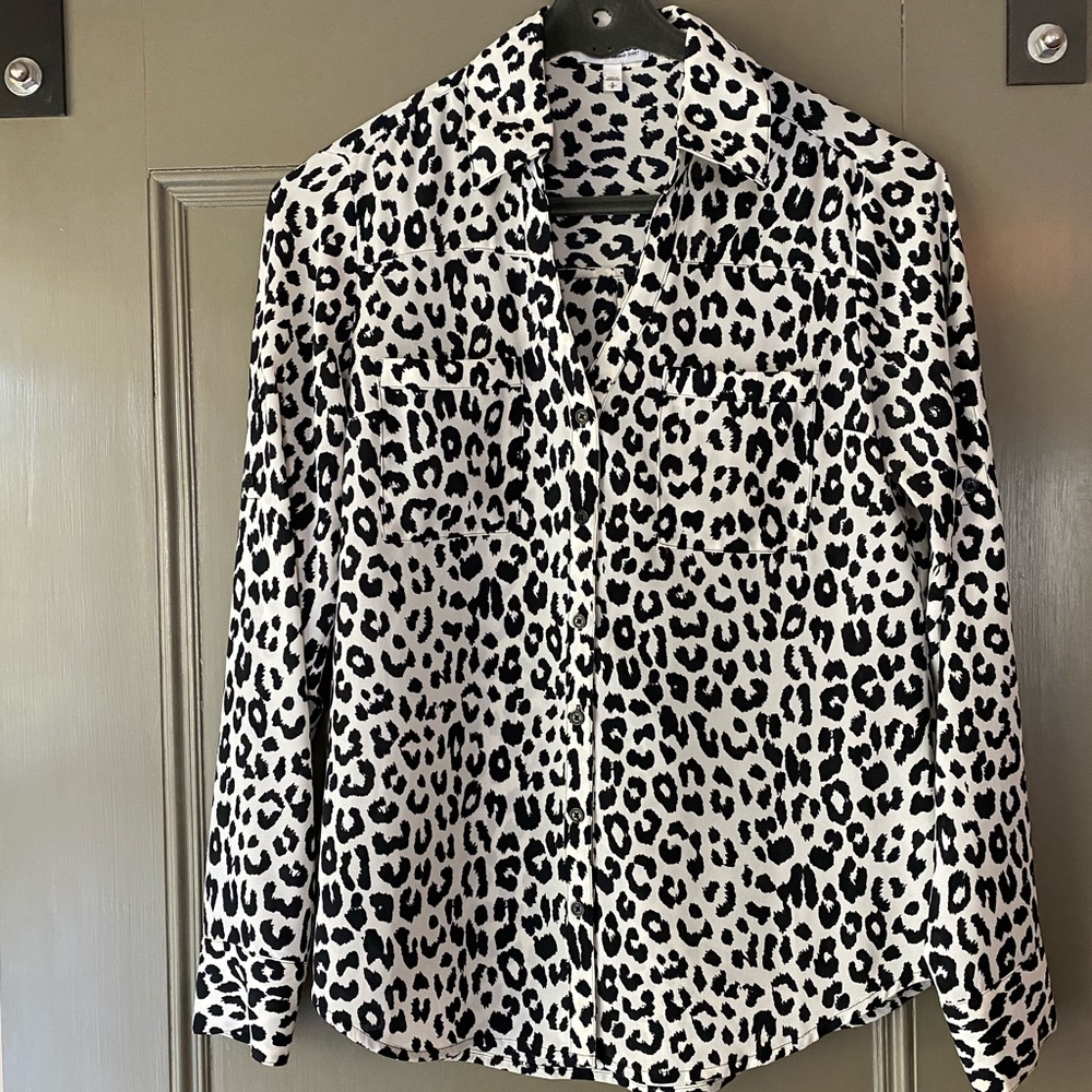 Express black and white portofino blouse